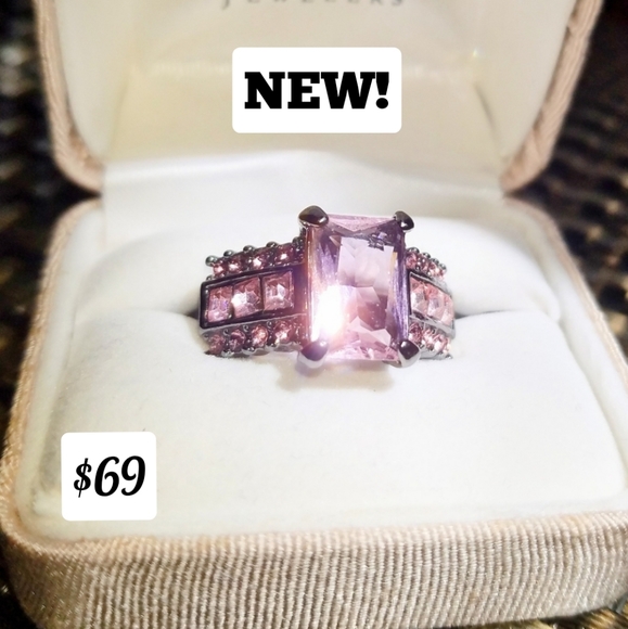 Pink Saphire Emerald cut gemstone, gunmetal ring size 6, PRICE REDUCED! - Picture 13 of 13